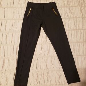 Cherokee Girl Black Pants With Gold Accent Zippers Stretchy Lg